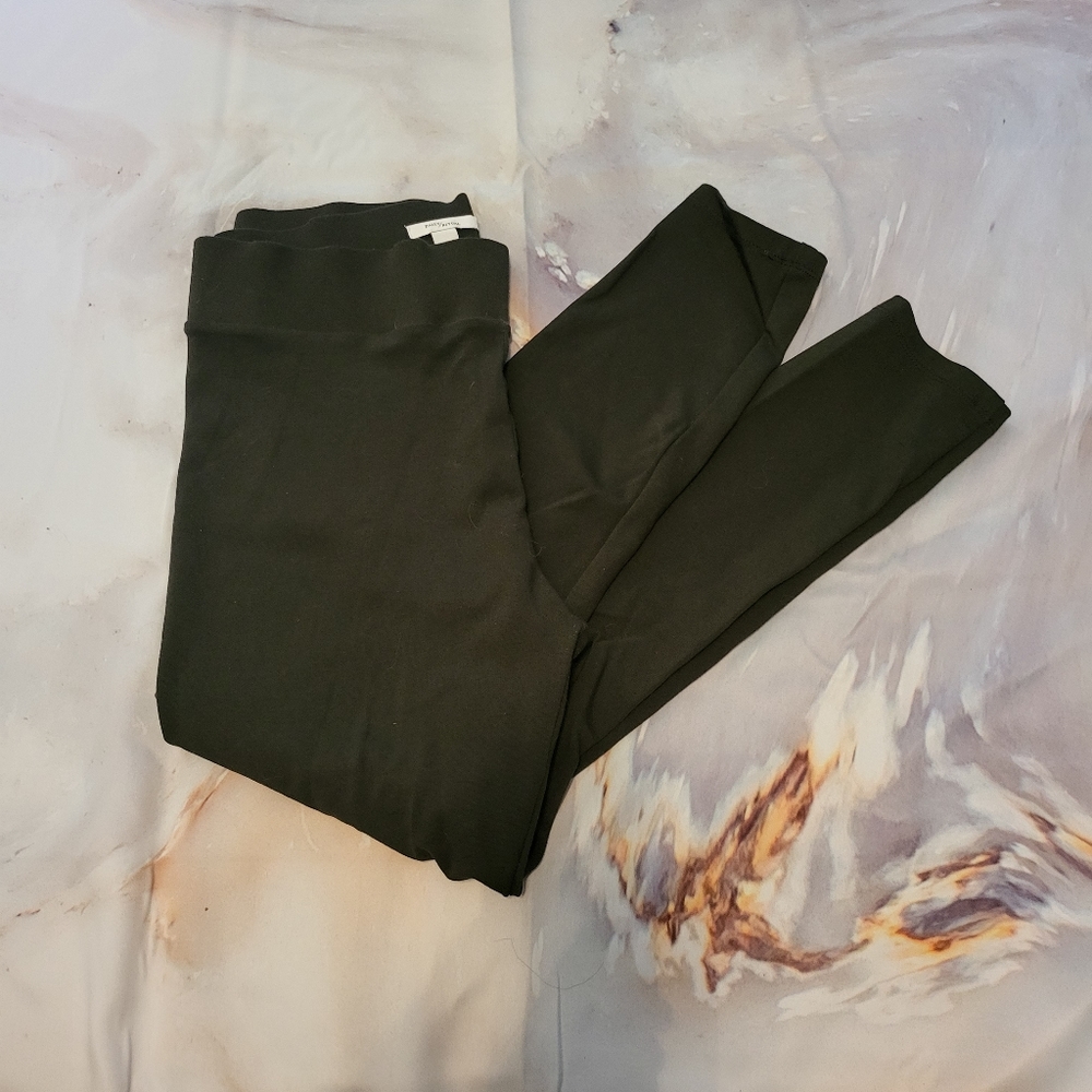 Daily Ritual Deep Olive Green Ponte Leggings, Size Large